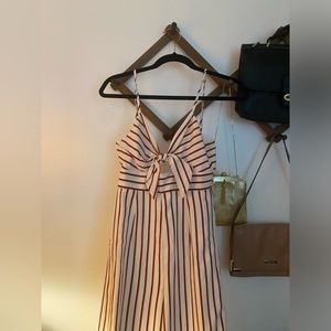 Forever 21 cream/brown/black jumpsuit with tie in front